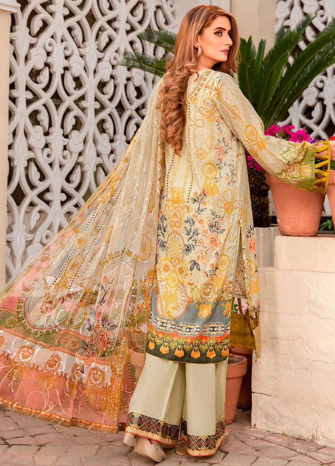 Libaas Embroidered Lawn Suits Unstitched 3 Piece LB21E 7A Norah - Eid Collection