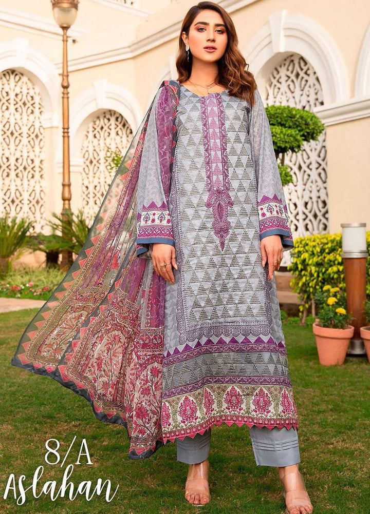 Libaas Embroidered Lawn Suits Unstitched 3 Piece LB21E 8A Aslahan - Eid Collection