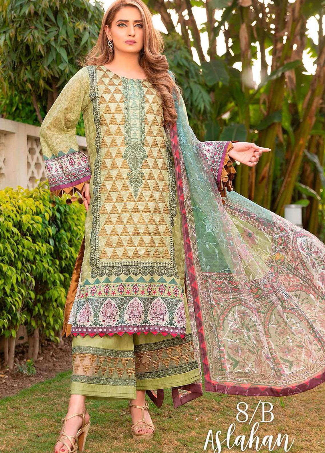 Libaas Embroidered Lawn Suits Unstitched 3 Piece LB21E 8B Aslahan - Eid ...