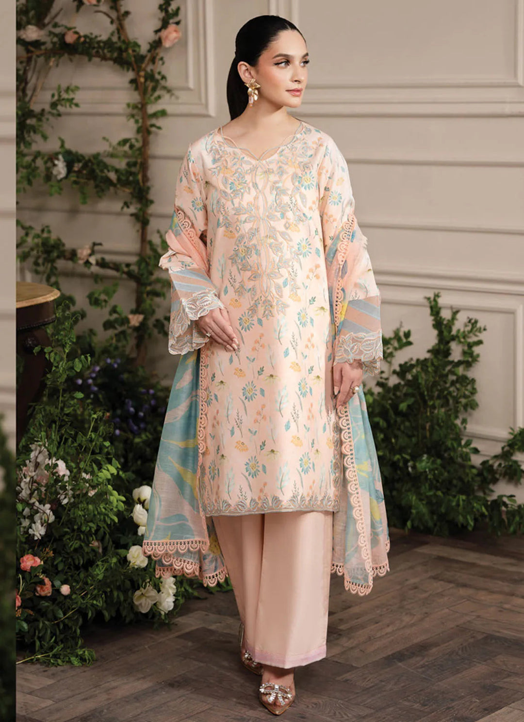 Lifestyle by Rang Rasiya Embroidered Lawn Suit Unstitched 3 Piece RR24LE Blush - Summer Collection