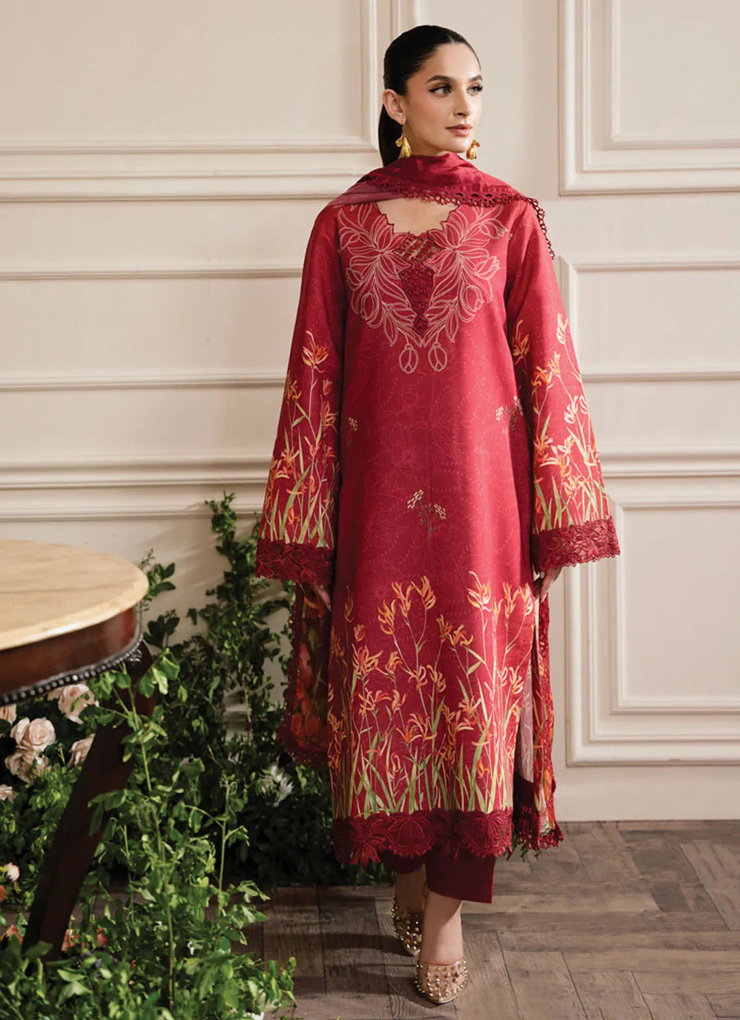 Lifestyle by Rang Rasiya Embroidered Lawn Suit Unstitched 3 Piece RR24LE Crimson - Summer Collection