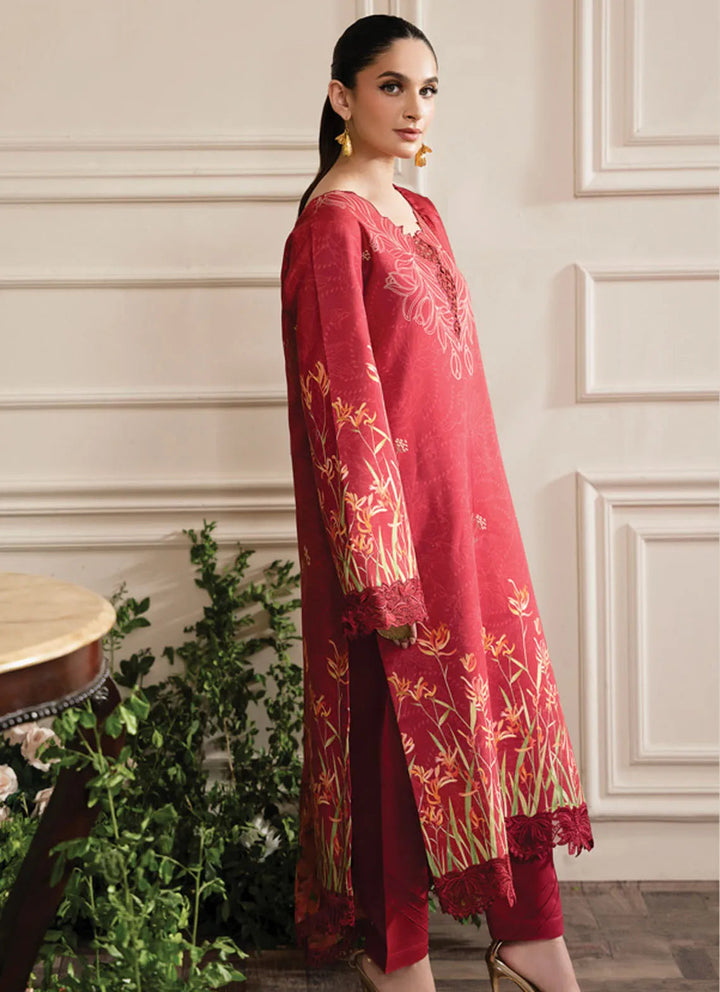 Lifestyle by Rang Rasiya Embroidered Lawn Suit Unstitched 3 Piece RR24LE Crimson - Summer Collection