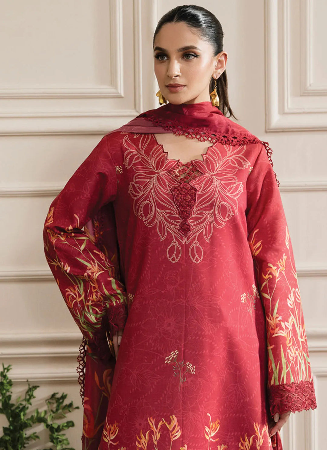 Lifestyle by Rang Rasiya Embroidered Lawn Suit Unstitched 3 Piece RR24LE Crimson - Summer Collection