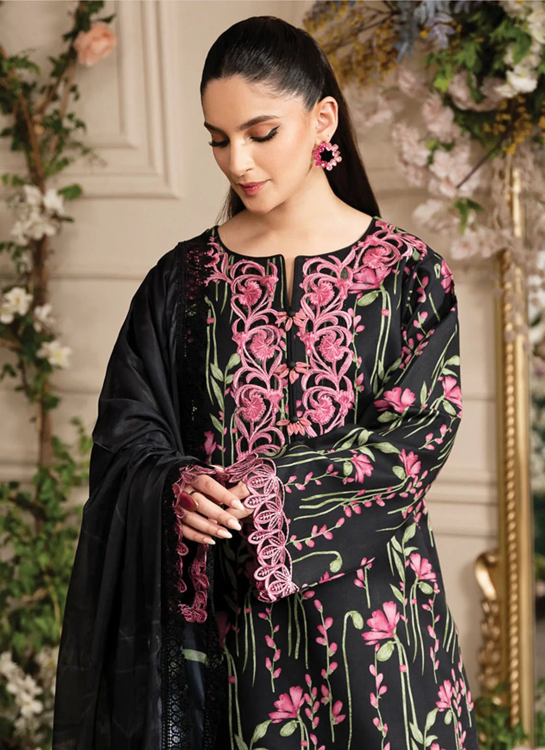 Lifestyle by Rang Rasiya Embroidered Lawn Suit Unstitched 3 Piece RR24LE Midnight - Summer Collection
