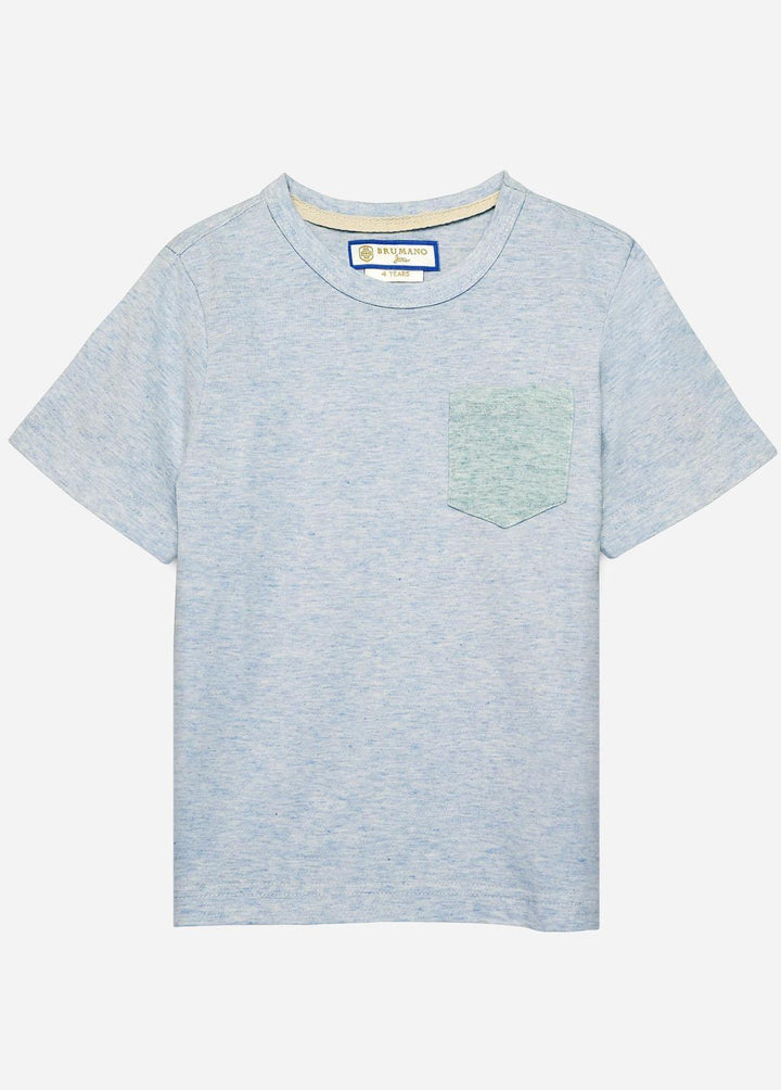 Brumano Cotton Casual T-Shirts for Boys -   Light Blue T-Shirt - Junior