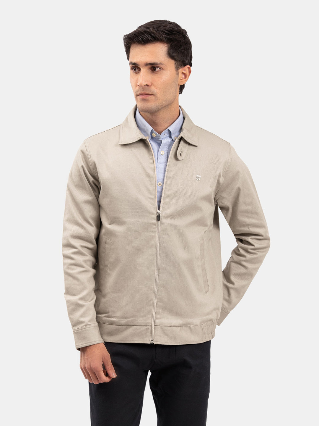 Brumano Mens RTW Solids Poly Jacket Suit Light Khaki Twill Collar Winter Collection