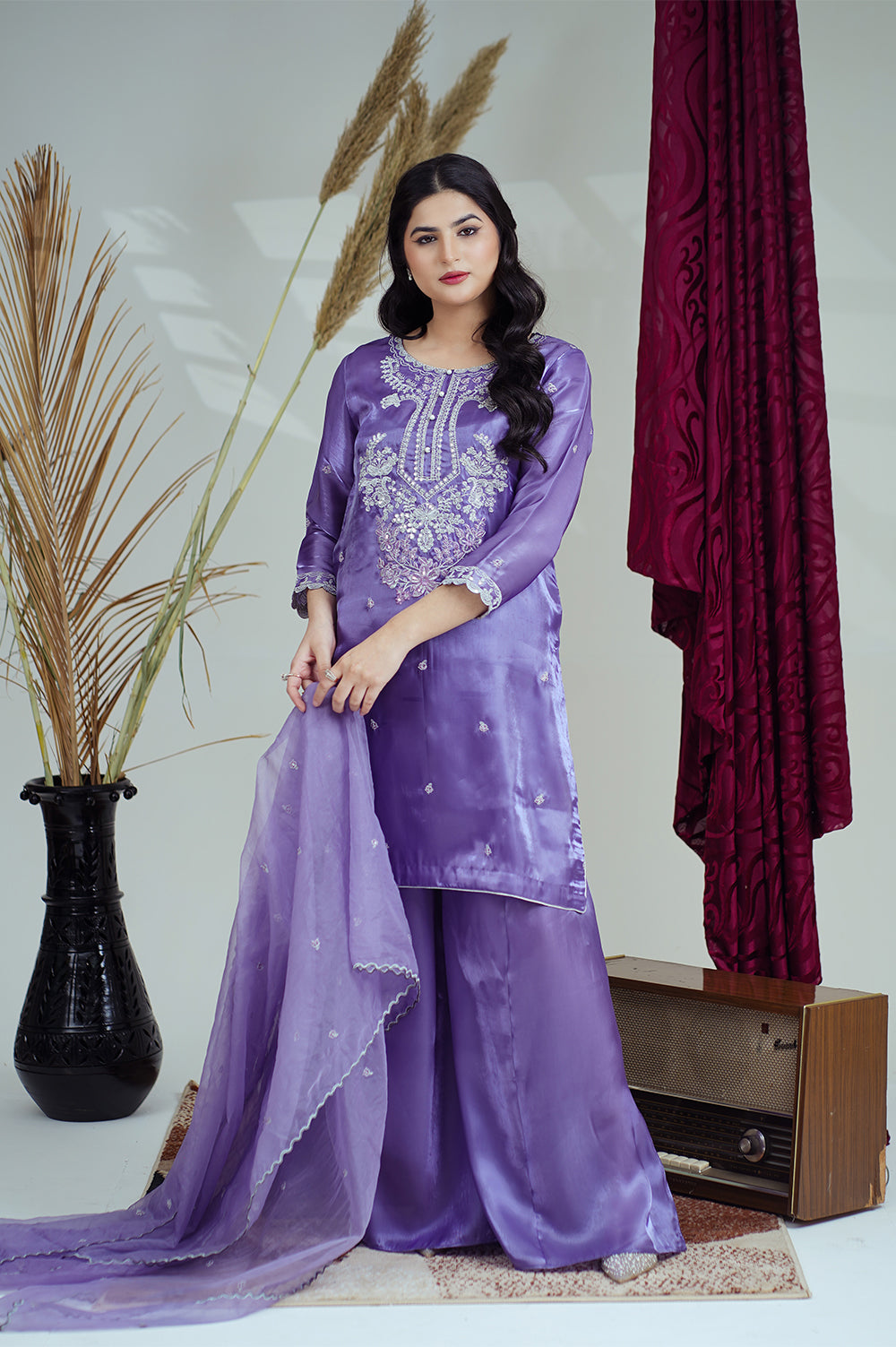 Reeza's Unstitched Embroidered Silk 3 Piece Lilac - Festive Collection