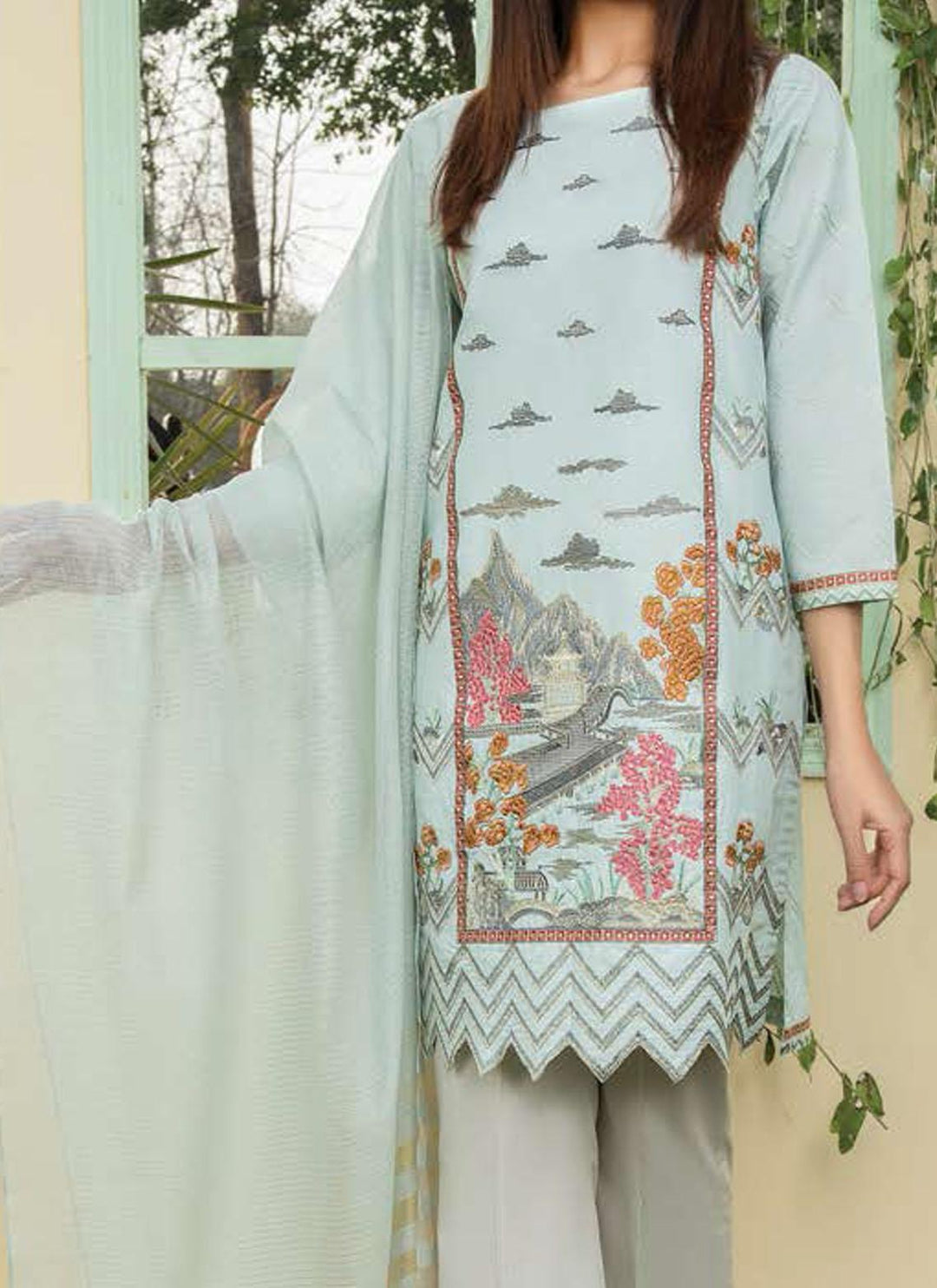 LimeLight Embroidered Jacquard Suits Unstitched 2 Piece LL21E U0835 Sea Green - Summer Collection