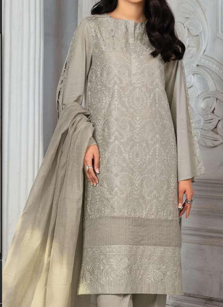LimeLight Embroidered Lawn Suits Unstitched 2 Piece LL21E U0837 Grey - Summer Collection