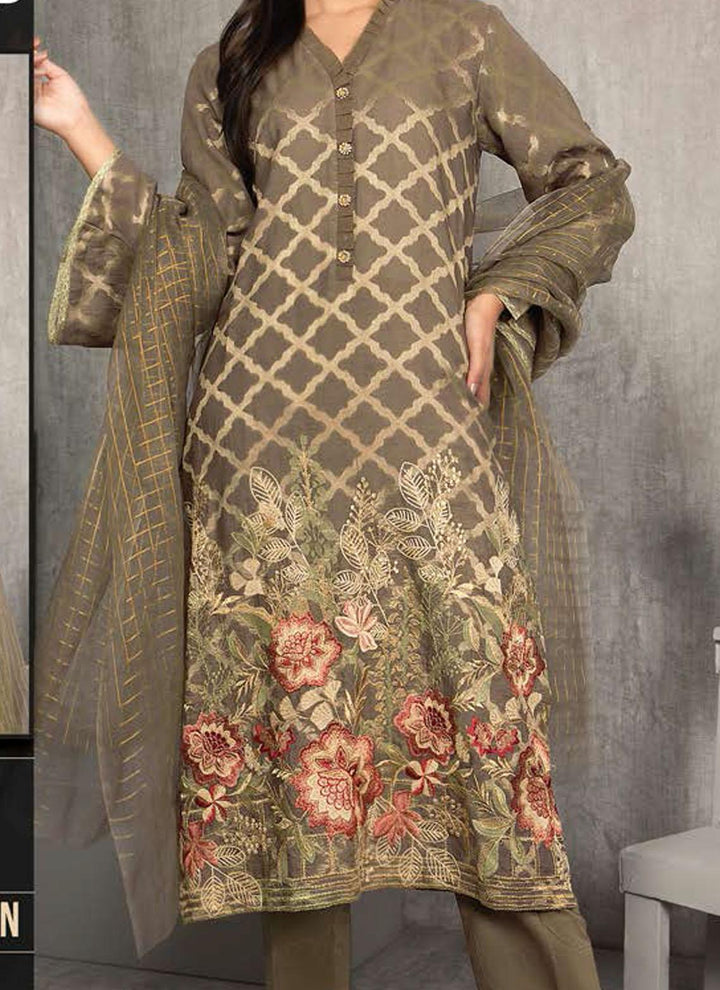 LimeLight Embroidered Jacquard Suits Unstitched 2 Piece LL21E U0851 Brown - Summer Collection