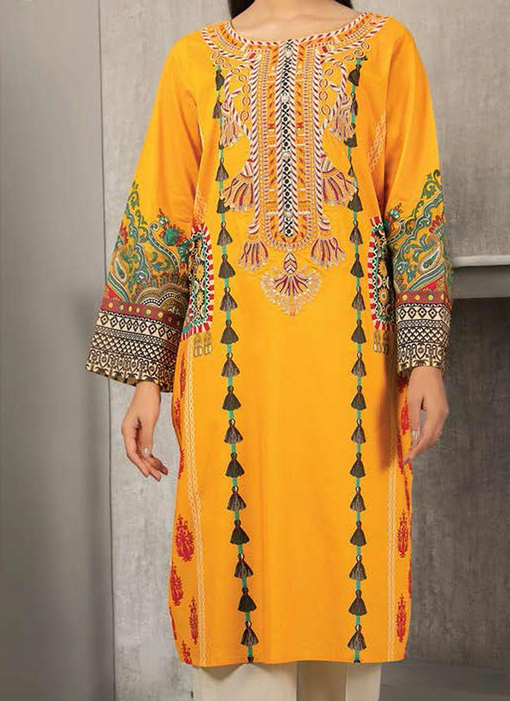 LimeLight Embroidered Lawn  Unstitched Kurties LL21E U1263 Yellow - Summer Collection