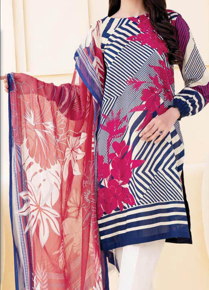 LimeLight Printed Lawn Suits Unstitched 2 Piece LL21S U-1090 BLUE - Summer Collection