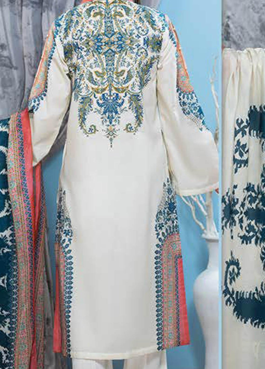 LimeLight Printed Lawn Suits Unstitched 3 Piece LL21S U-1104 OFF WHITE - Summer Collection