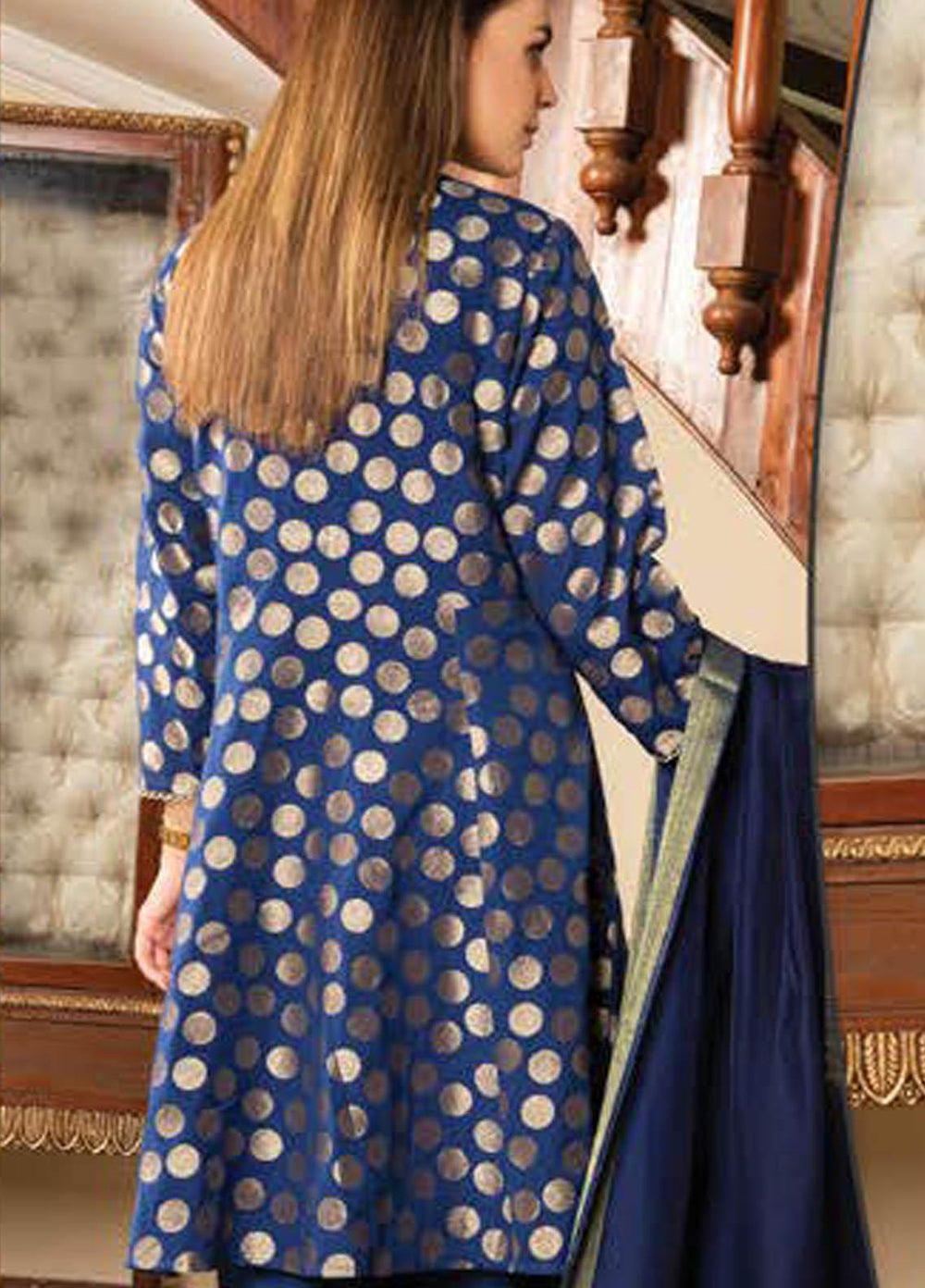 LimeLight Printed Jacquard Suits Unstitched 3 Piece LL21S U-1109 NAVY BLUE - Summer Collection