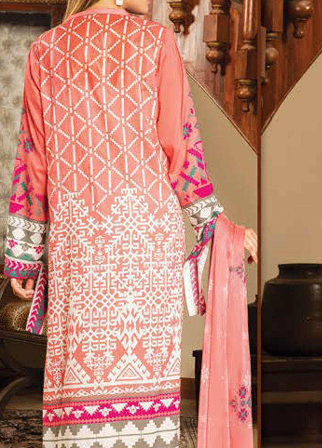 LimeLight Printed Lawn Suits Unstitched 2 Piece LL21S U-1143 CORAL - Summer Collection
