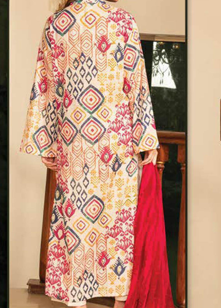 LimeLight Printed Lawn Suits Unstitched 2 Piece LL21S U-1147 OFF WHITE - Summer Collection
