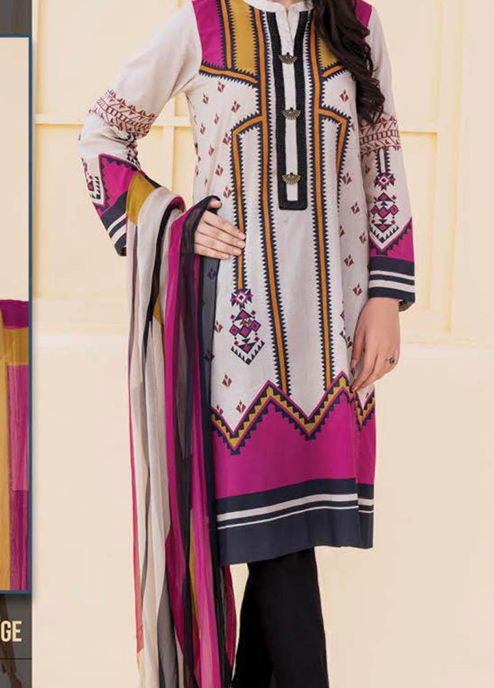 LimeLight Printed Lawn Suits Unstitched 2 Piece LL21S U-1180 BEIGE - Summer Collection