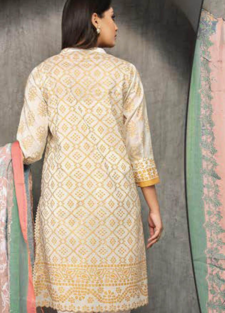 LimeLight Printed Lawn Suits Unstitched 2 Piece LL21S U-1194 OFF WHITE - Summer Collection