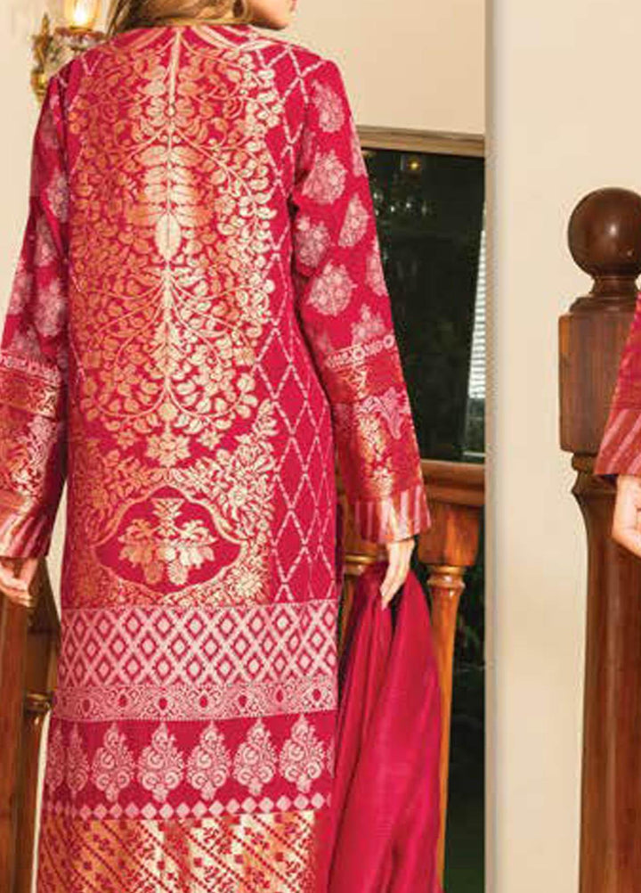 LimeLight Printed Jacquard Suits Unstitched 2 Piece LL21S U-1199 DARK PINK - Summer Collection