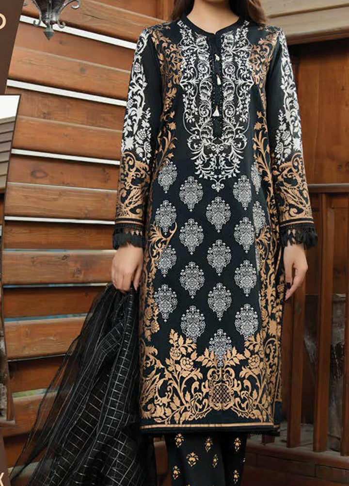 LimeLight Printed Lawn Suits Unstitched 3 Piece LL21S U-1206 BLACK - Summer Collection