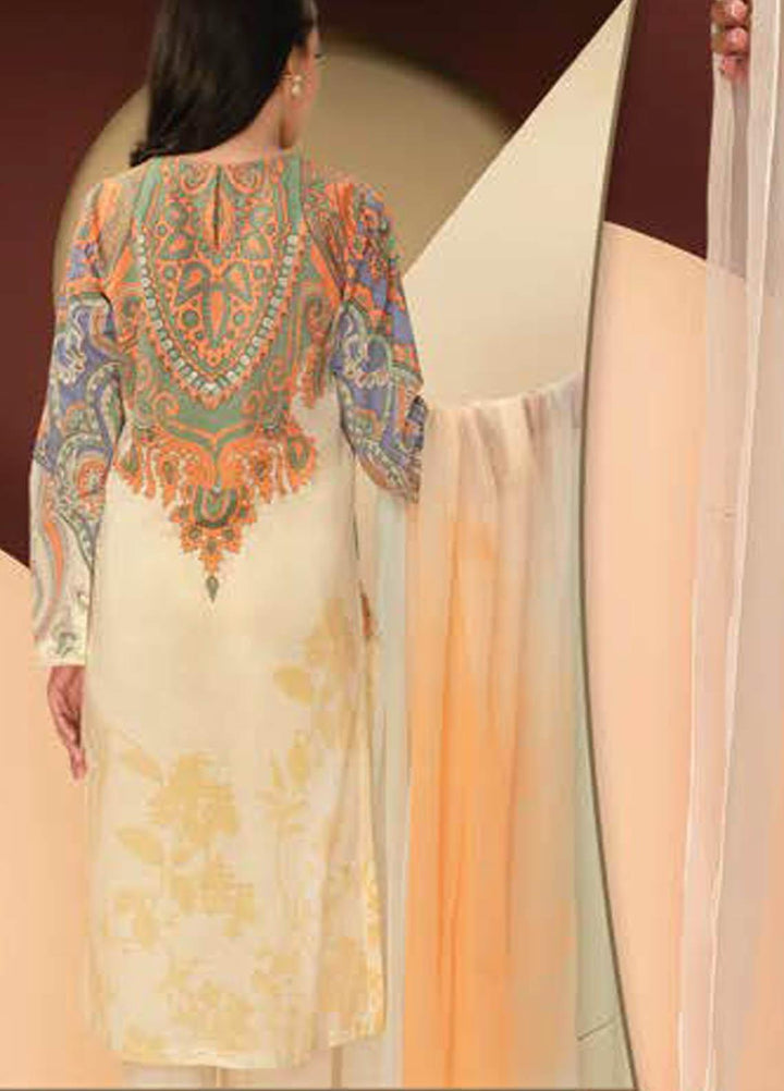 LimeLight Printed Lawn Suits Unstitched 2 Piece LL21S U-1245 OFF WHITE - Summer Collection