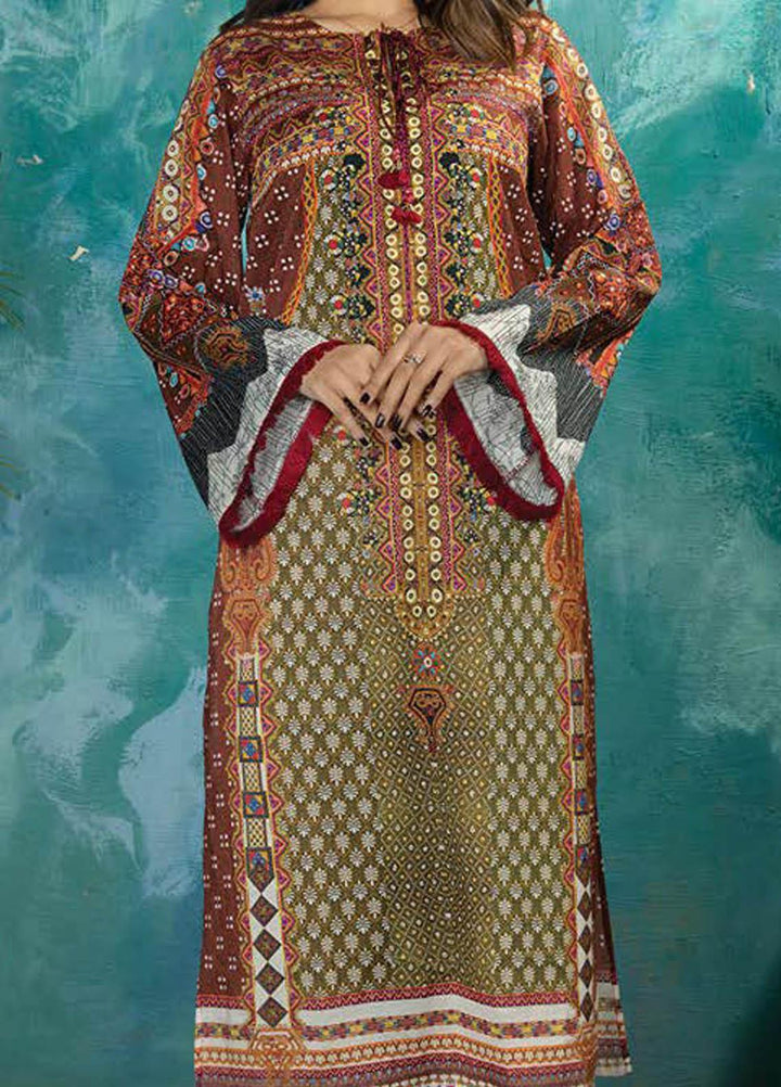 LimeLight Printed Lawn  Unstitched Kurties LL21S U-1247 OLIVE - Summer Collection