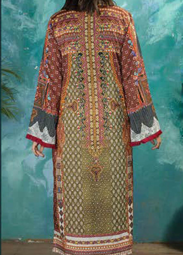 LimeLight Printed Lawn  Unstitched Kurties LL21S U-1247 OLIVE - Summer Collection