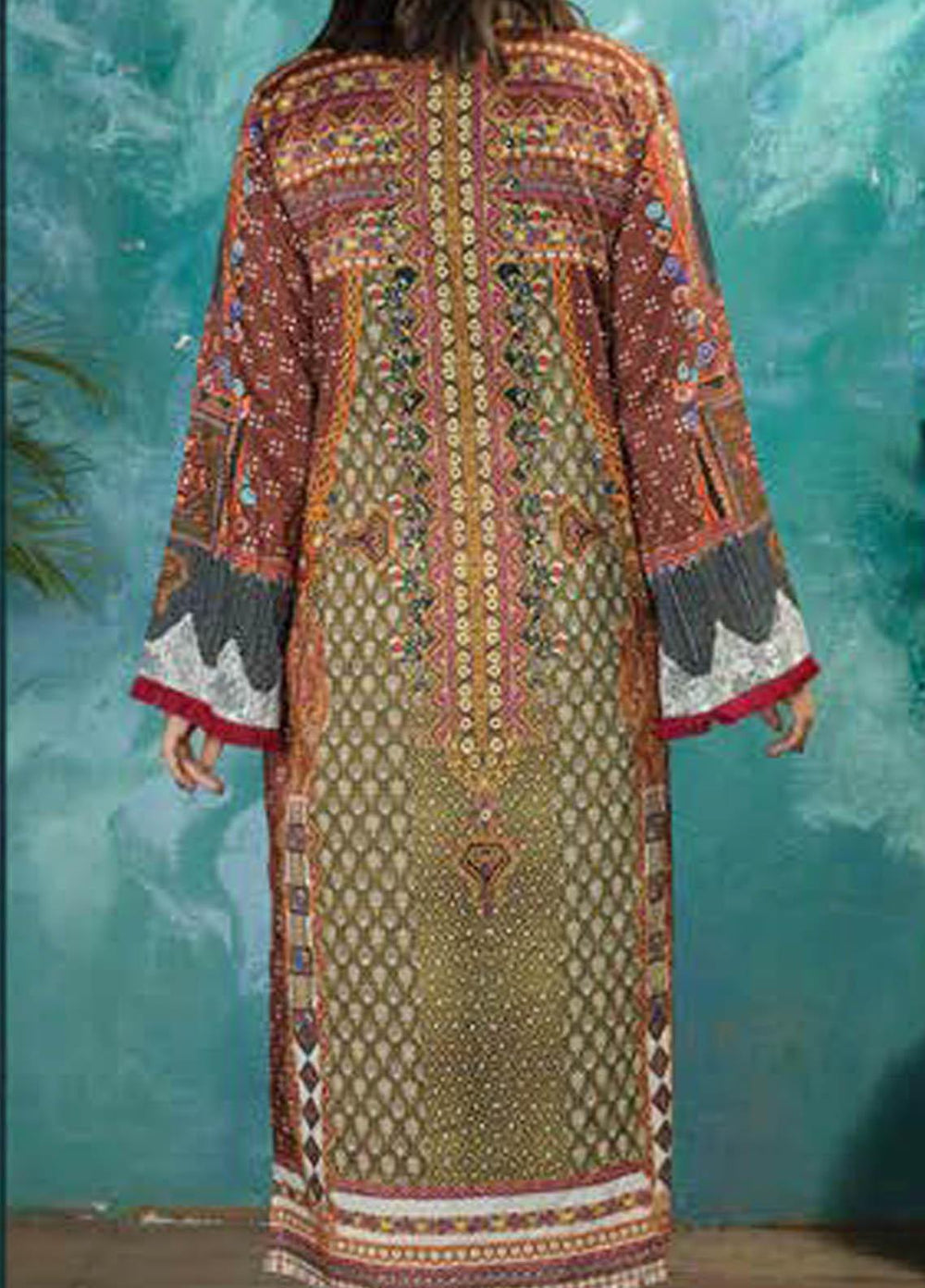 LimeLight Printed Lawn  Unstitched Kurties LL21S U-1247 OLIVE - Summer Collection