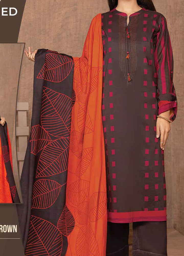 LimeLight Printed Lawn Suits Unstitched 2 Piece LL21S U-1321 BROWN - Summer Collection