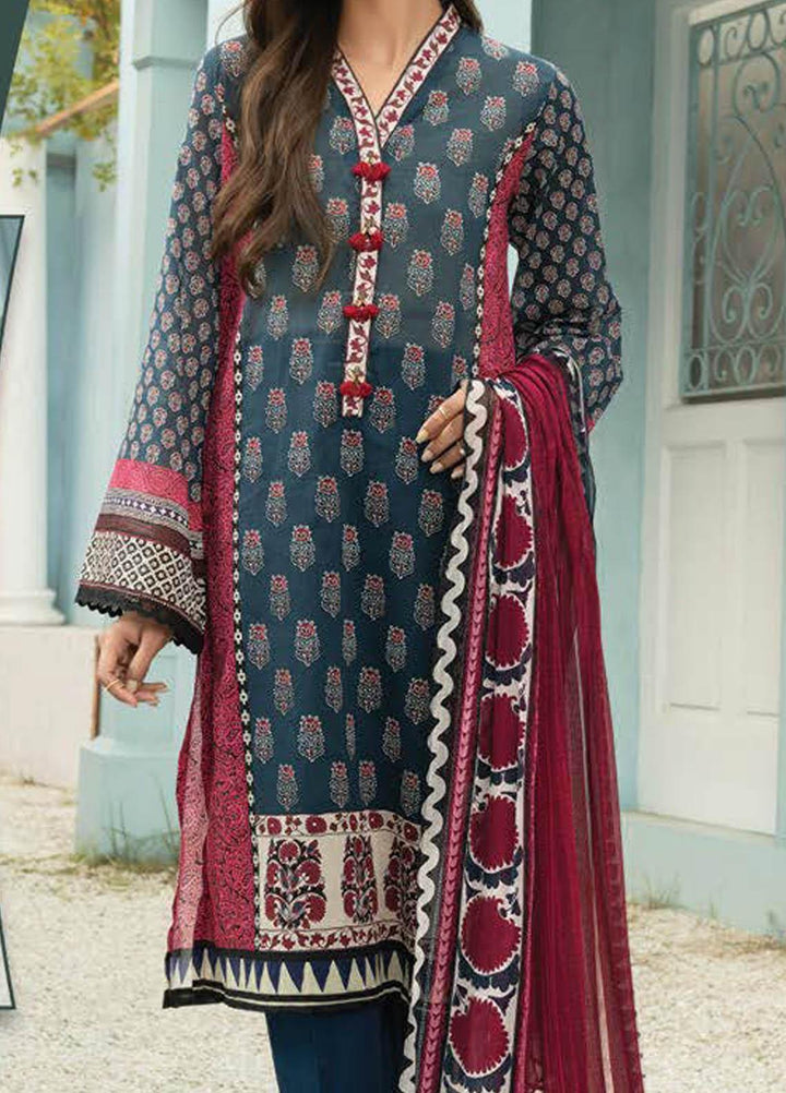 LimeLight Printed Lawn Suits Unstitched 2 Piece LL21S U-1383 BLUE - Summer Collection