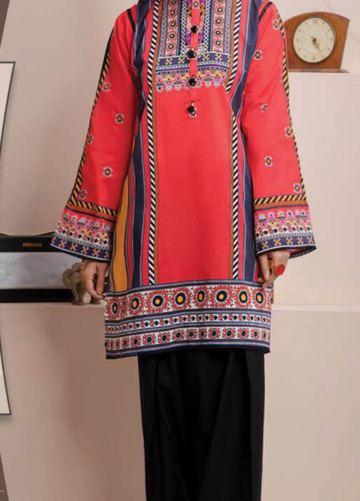 LimeLight Printed Lawn  Unstitched Kurties LL21S U-1393 RED - Summer Collection