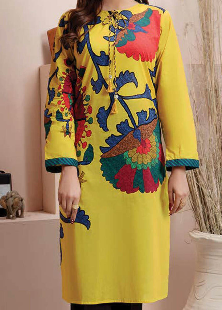 LimeLight Printed Lawn  Unstitched Kurties LL21S U-1406 YELLOW - Summer Collection