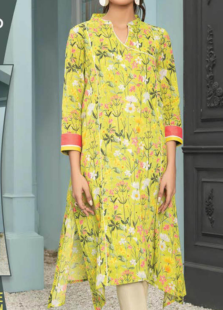 LimeLight Printed Lawn  Unstitched Kurties LL21S U-1484 APPLE GREEN - Summer Collection