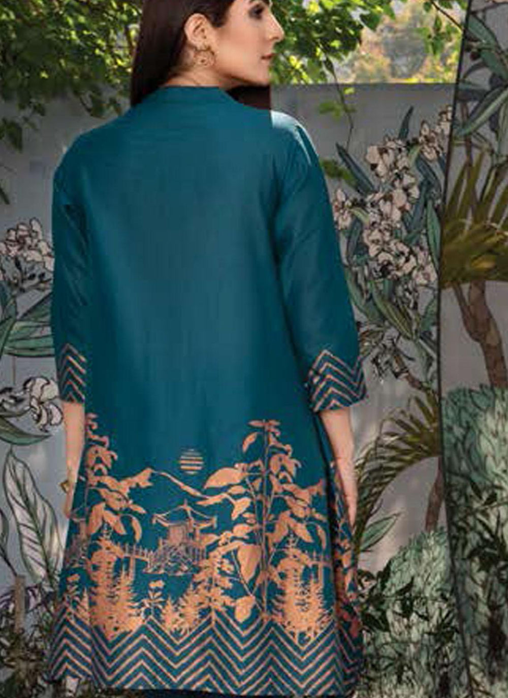 LimeLight Printed Lawn  Unstitched Kurties LL21US U1411 Blue - Summer Collection