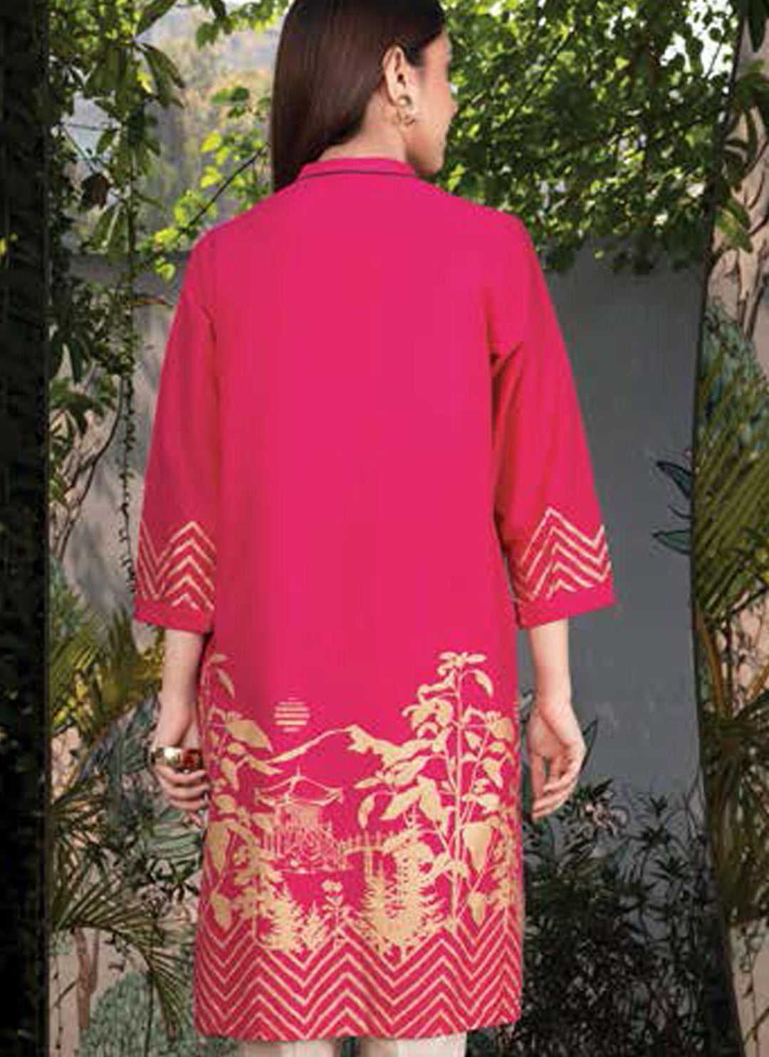 LimeLight Printed Lawn  Unstitched Kurties LL21US U1411 Shocking Pink - Summer Collection