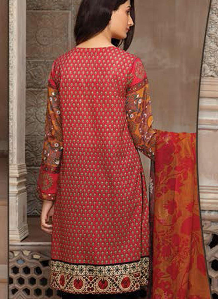 LimeLight Printed Lawn Suits Unstitched 2 Piece LL21US U1441 Red - Summer Collection