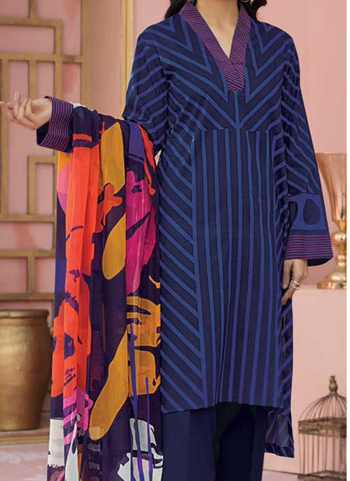 LimeLight Printed Lawn Suits Unstitched 2 Piece LL21US U1445 Blue - Summer Collection