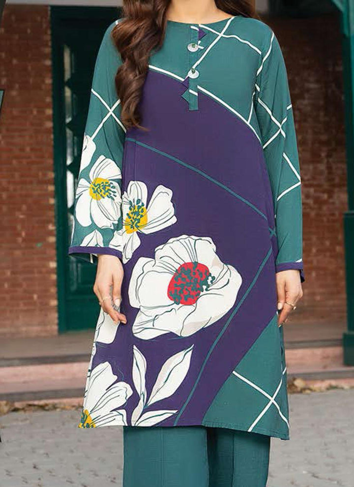 LimeLight Printed Raw Silk  Unstitched Kurties LL21US U1456 Blue - Summer Collection