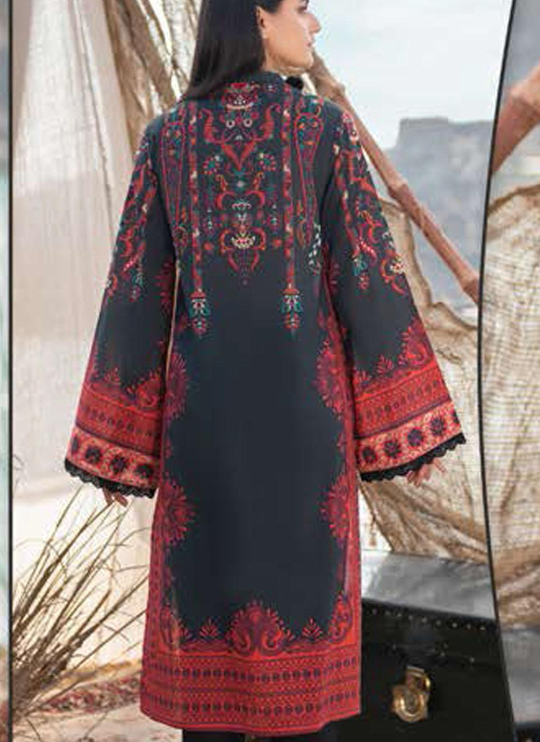 LimeLight Printed Lawn  Unstitched Kurties LL21US U1490 Black - Summer Collection