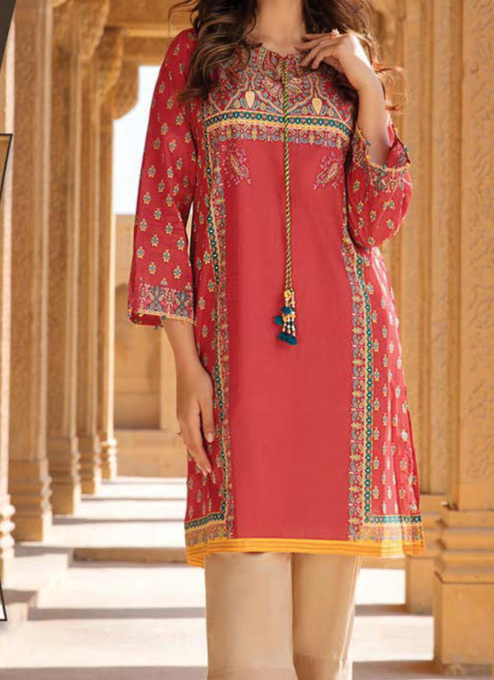 LimeLight Printed Lawn  Unstitched Kurties LL21US U1558 Red - Summer Collection