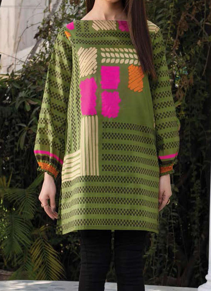 LimeLight Printed Lawn  Unstitched Kurties LL21US U1577 Green - Summer Collection