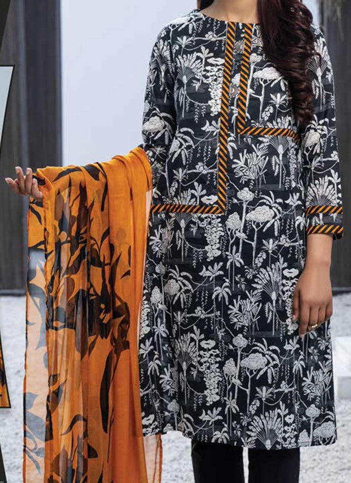 LimeLight Printed Lawn Suits Unstitched 2 Piece LL21US U1586 Black - Summer Collection