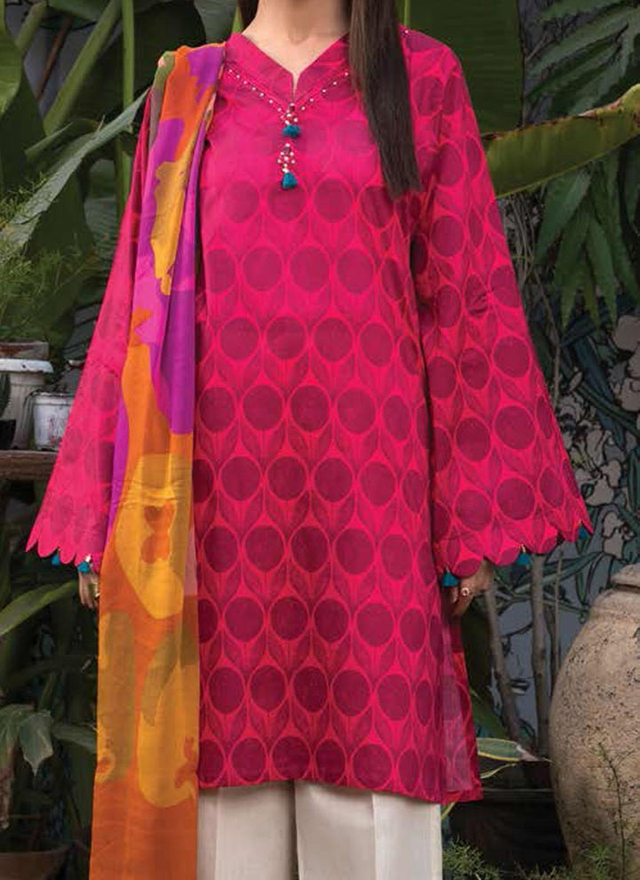 LimeLight Printed Lawn Suits Unstitched 3 Piece LL21US U1594 Pink - Summer Collection