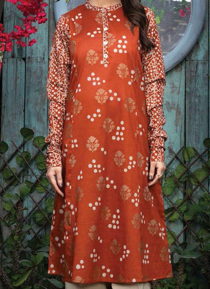 LimeLight Printed Lawn  Unstitched Kurties LL21US U1595 Orange - Summer Collection