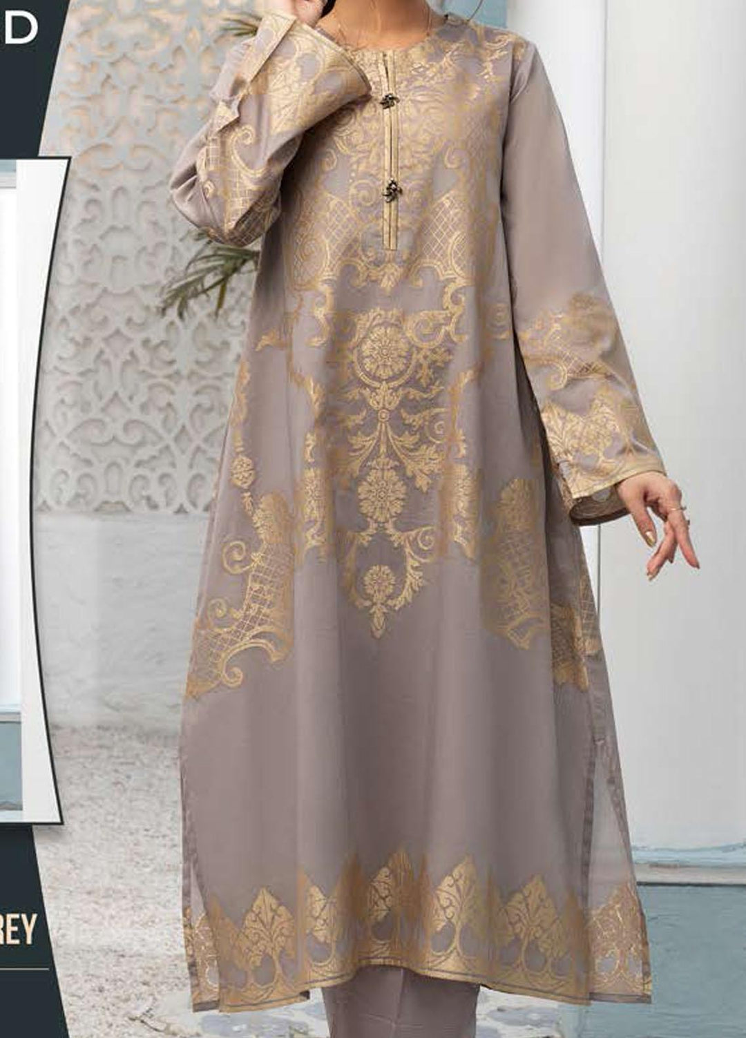 LimeLight Printed Jacquard  Unstitched Kurties LL21SE U1334 Grey - Summer Collection