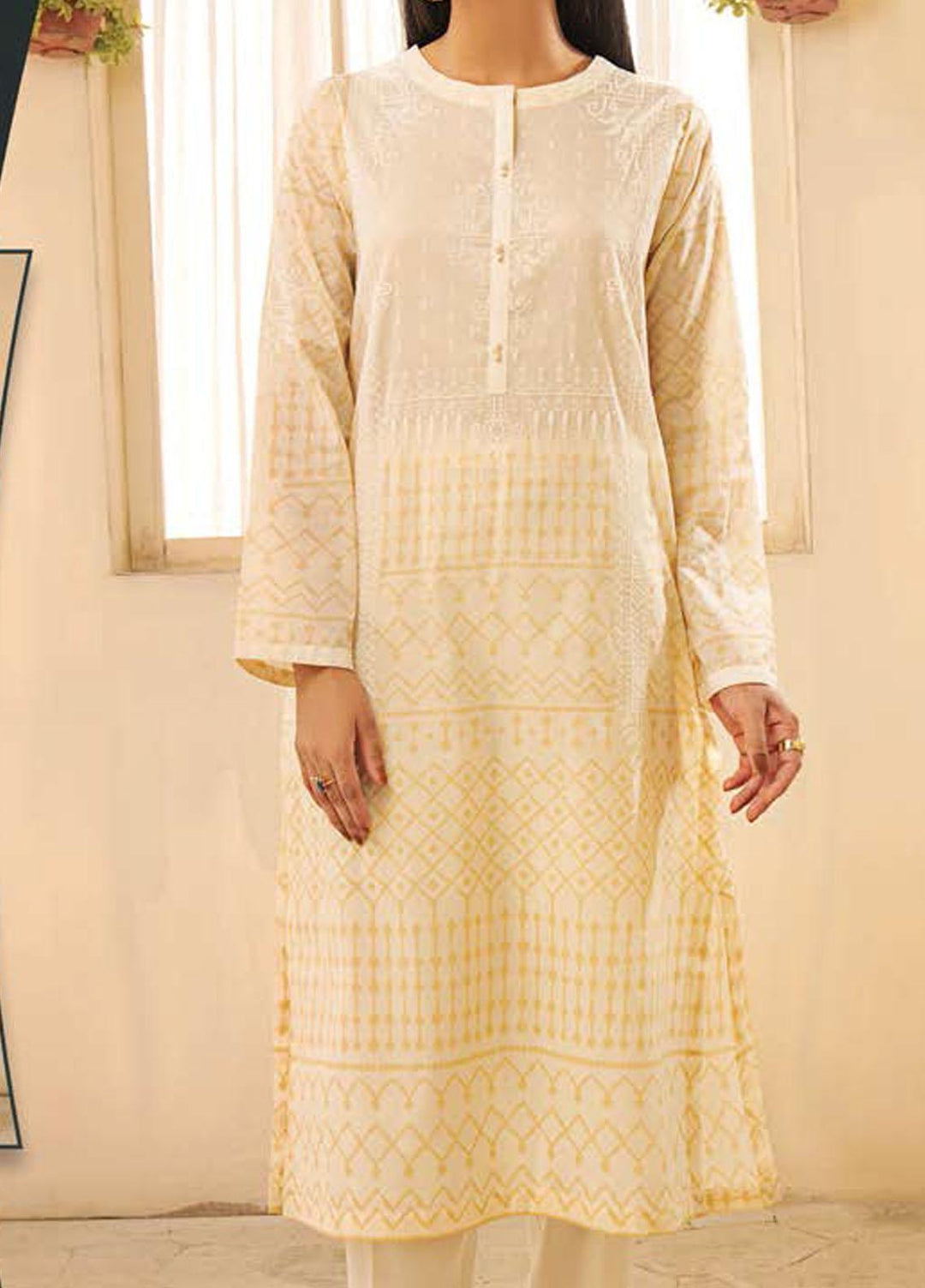 LimeLight Printed Lawn  Unstitched Kurties LL21SE U1413 Off White - Summer Collection