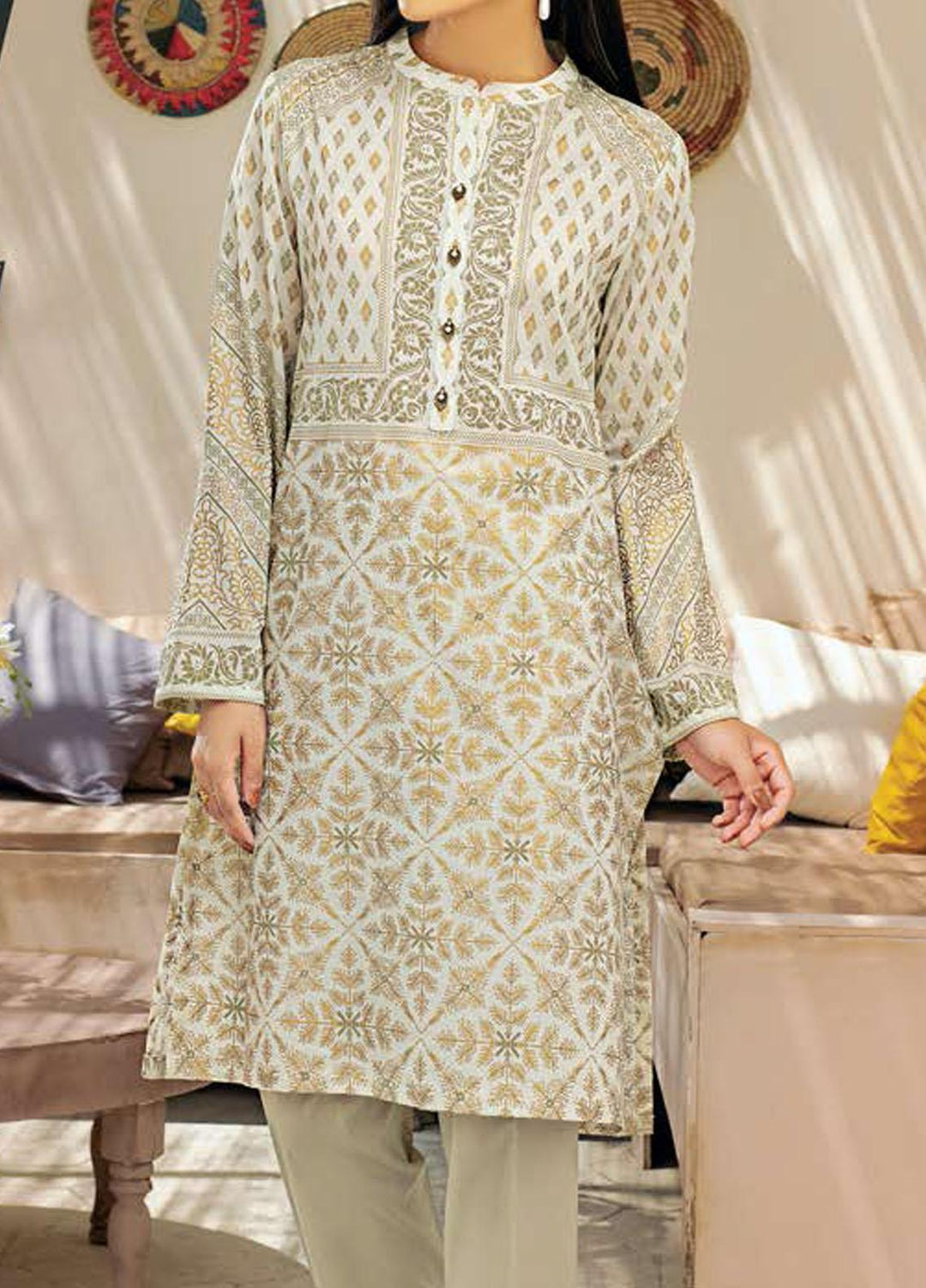 LimeLight Printed Lawn  Unstitched Kurties LL21SE U1417 Off White - Summer Collection