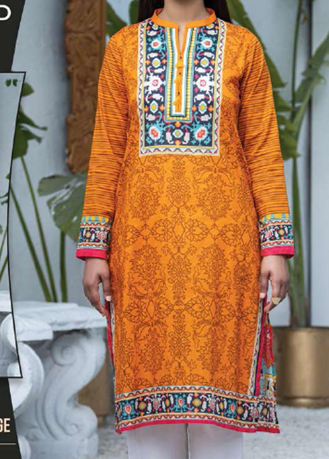 LimeLight Printed Lawn  Unstitched Kurties LL21SE U1485 Orange - Summer Collection