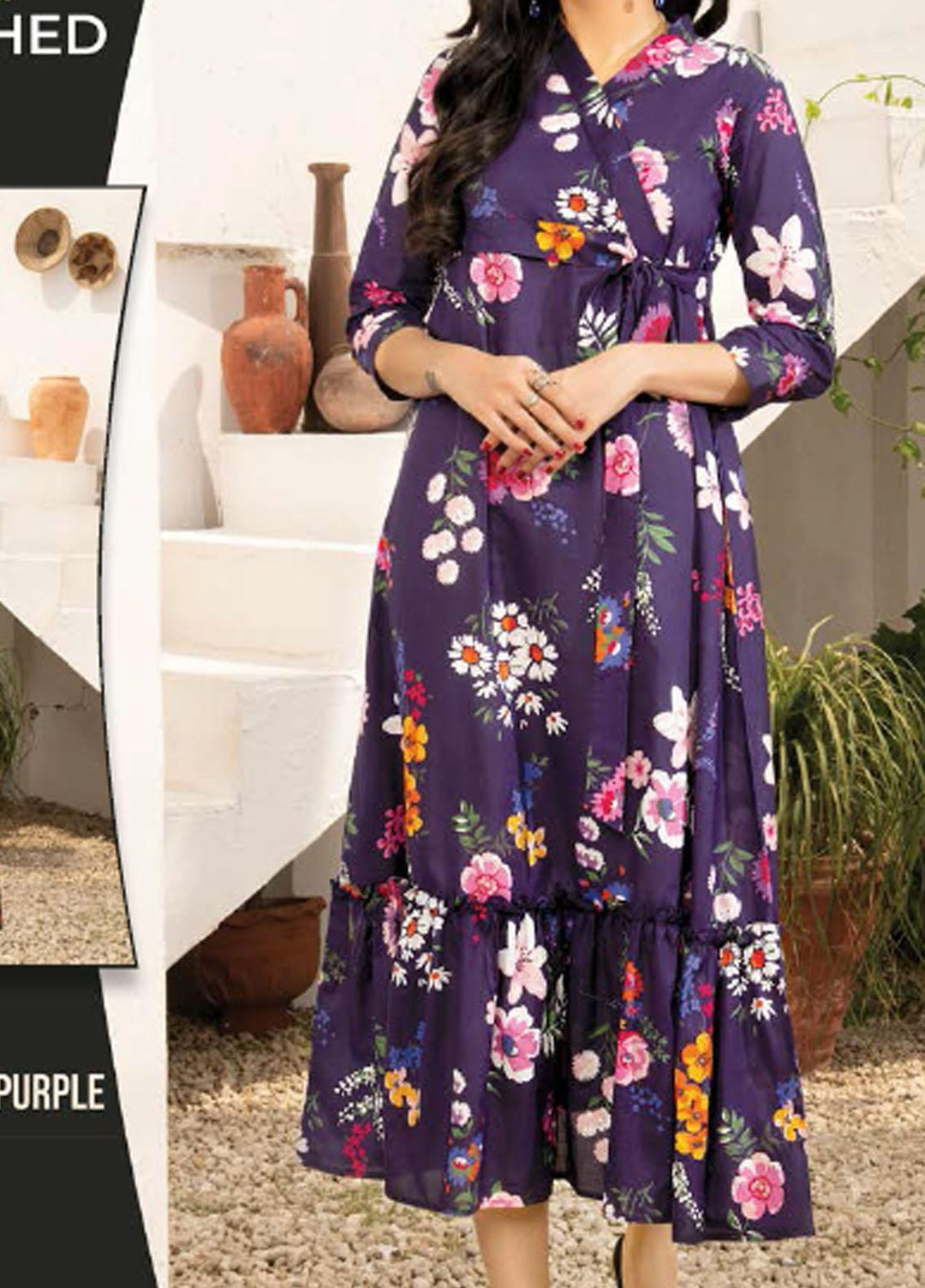LimeLight Printed Lawn  Unstitched Kurties LL21SE U1493 Purple - Summer Collection