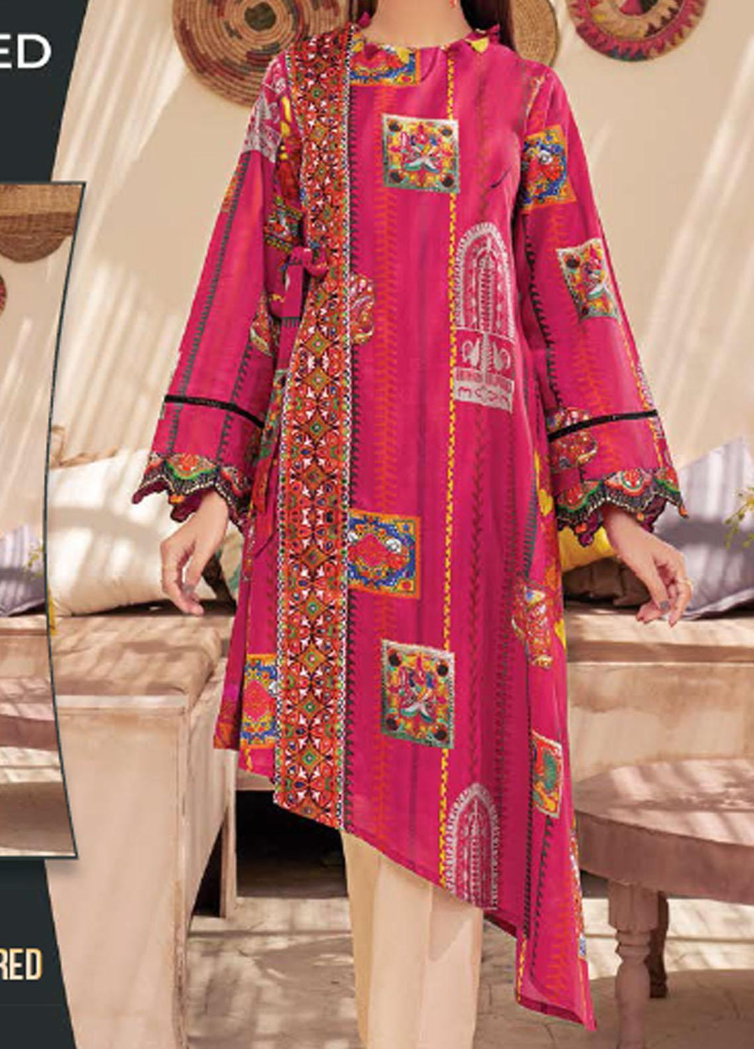 LimeLight Printed Lawn  Unstitched Kurties LL21SE U1527 Red - Summer Collection